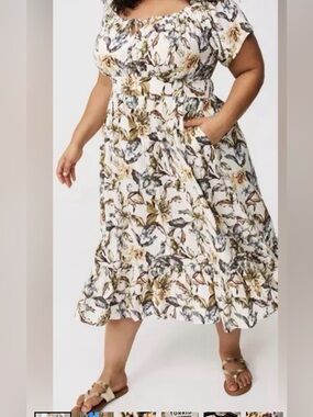 NWT Torrid Challis Off Shoulder Tea Dress Floral  Peasant Sleeve women’s M/L 10